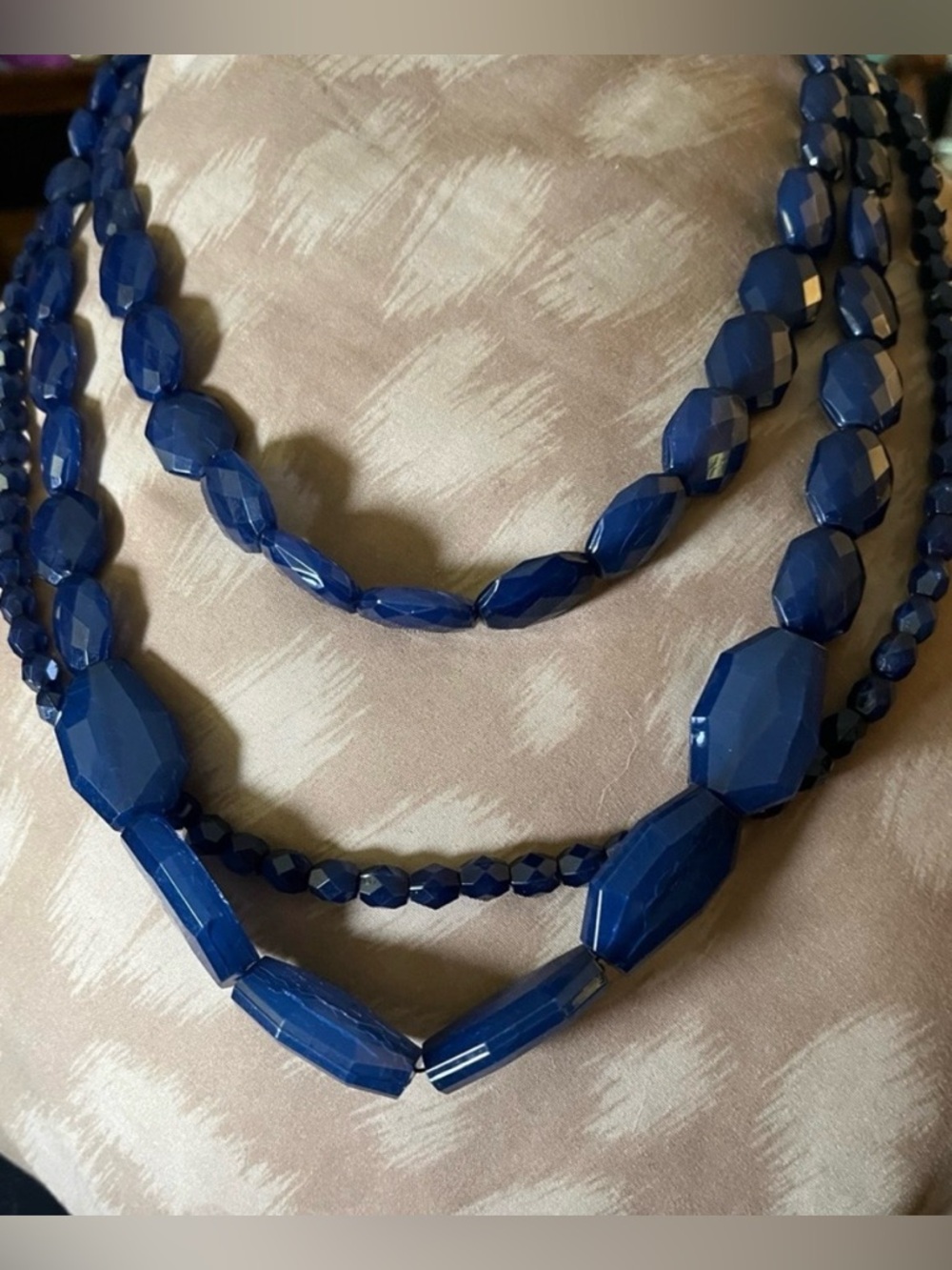 Blue Triple-Strand Beaded Necklace - Women Jewelry. NWT.